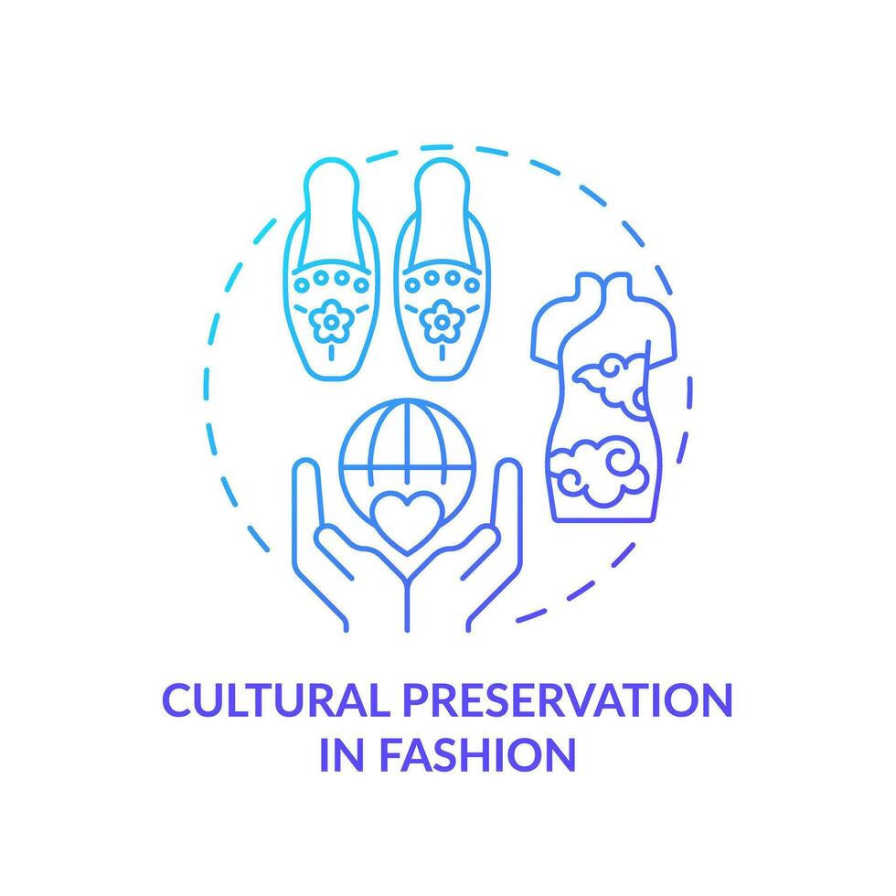 2d pendenza icona culturale preservazione nel moda concetto, semplice isolato vettore, sostenibile moda magro linea blu illustrazione. vettore