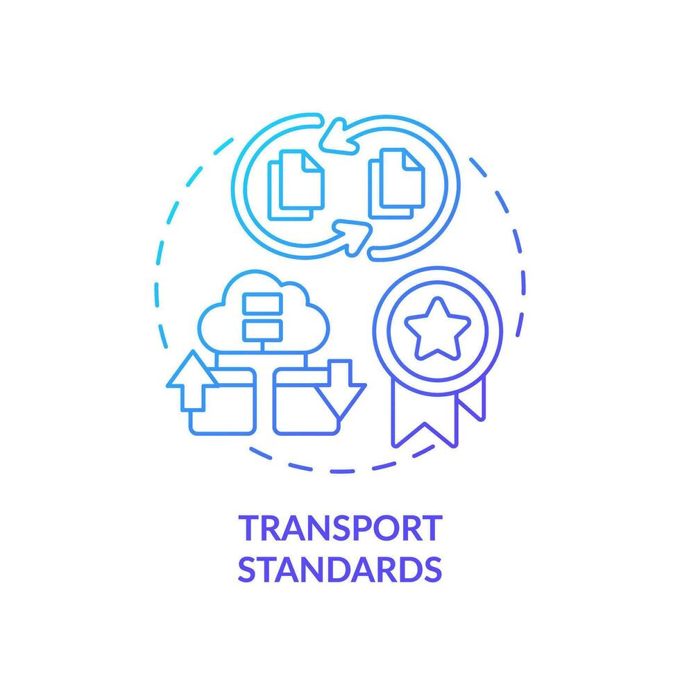 2d pendenza blu icona trasporto standard concetto, isolato vettore, Salute interoperabilità risorse magro linea illustrazione. vettore