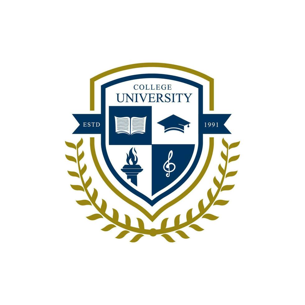 Università Università scuola distintivo logo design vettore Immagine. formazione scolastica distintivo logo design. Università alto scuola emblema