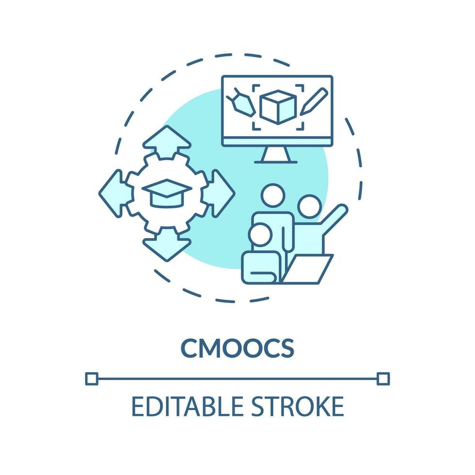 2d modificabile blu icona cmoocs concetto, monocromatico isolato vettore, mooc magro linea illustrazione. vettore