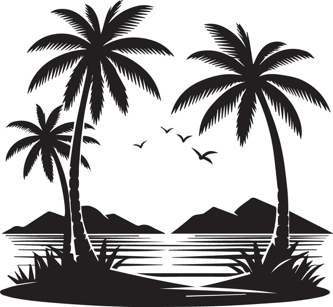 mare spiaggia vettore silhouette illustrazione 2