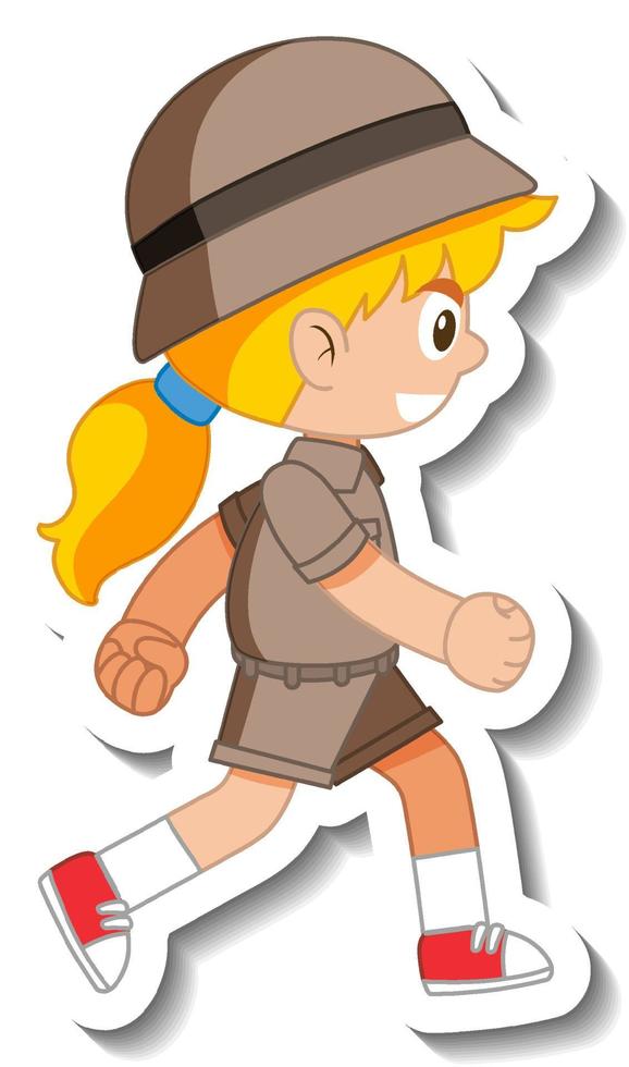 adesivo personaggio dei cartoni animati scout bambina vettore