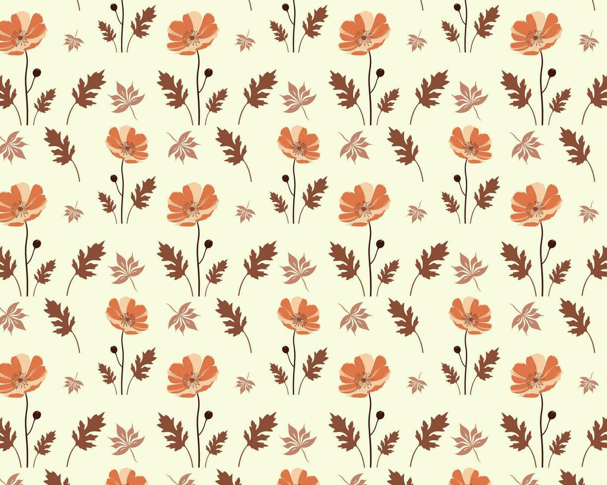 autunno floreale modello con arancia e Marrone le foglie vettore