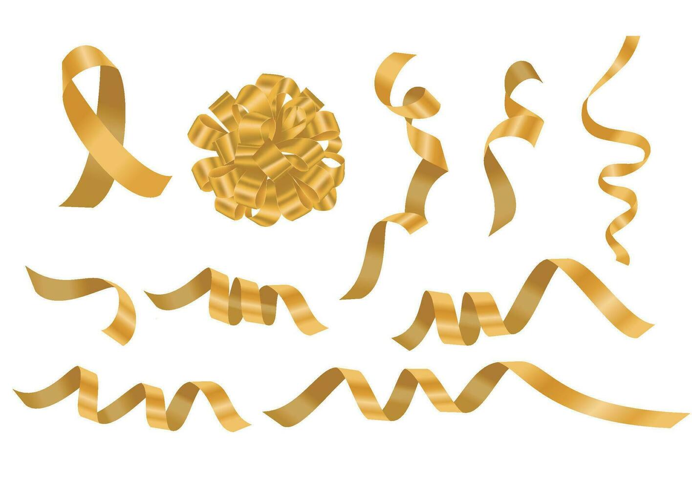 impostato di contorto d'oro nastro disegni vettore