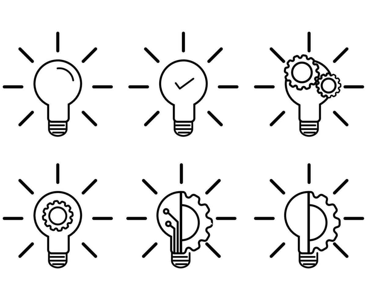 innovazione icona impostato o leggero lampadina icona idea simbolo innovazione vettore