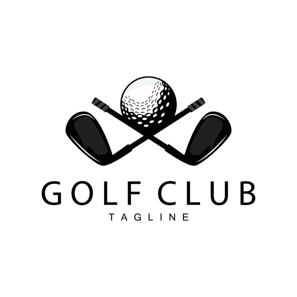 golf logo vettore sport golf torneo campione club design bastone e sfera, modello illustrazione