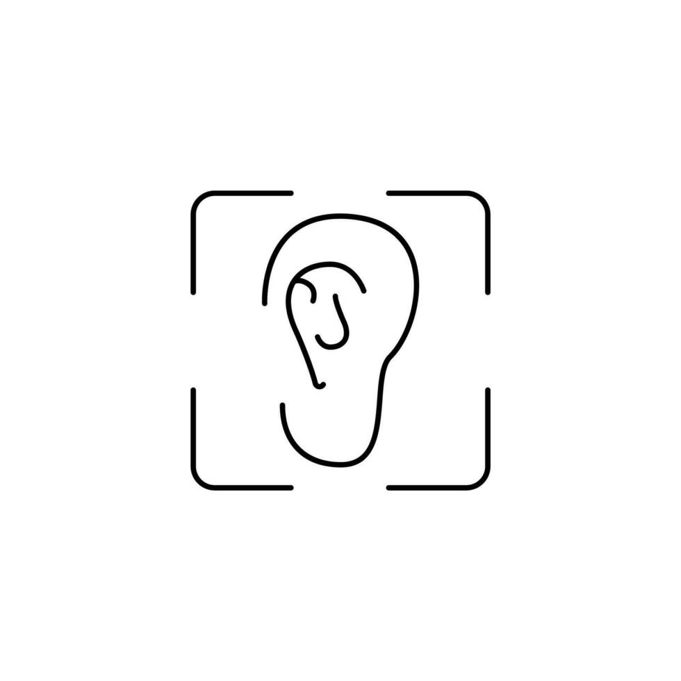 orecchio riconoscimento concetto linea icona. semplice elemento illustrazione.orecchio riconoscimento concetto schema simbolo design. vettore