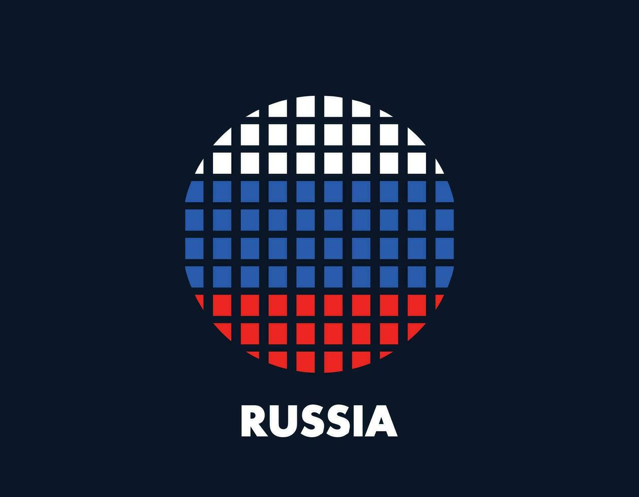 il Russia il giro bandiera icona. design bandiera con il preparativi di piazze quello modulo un' cerchio. bandiera con bianca, blu, rosso. vettore
