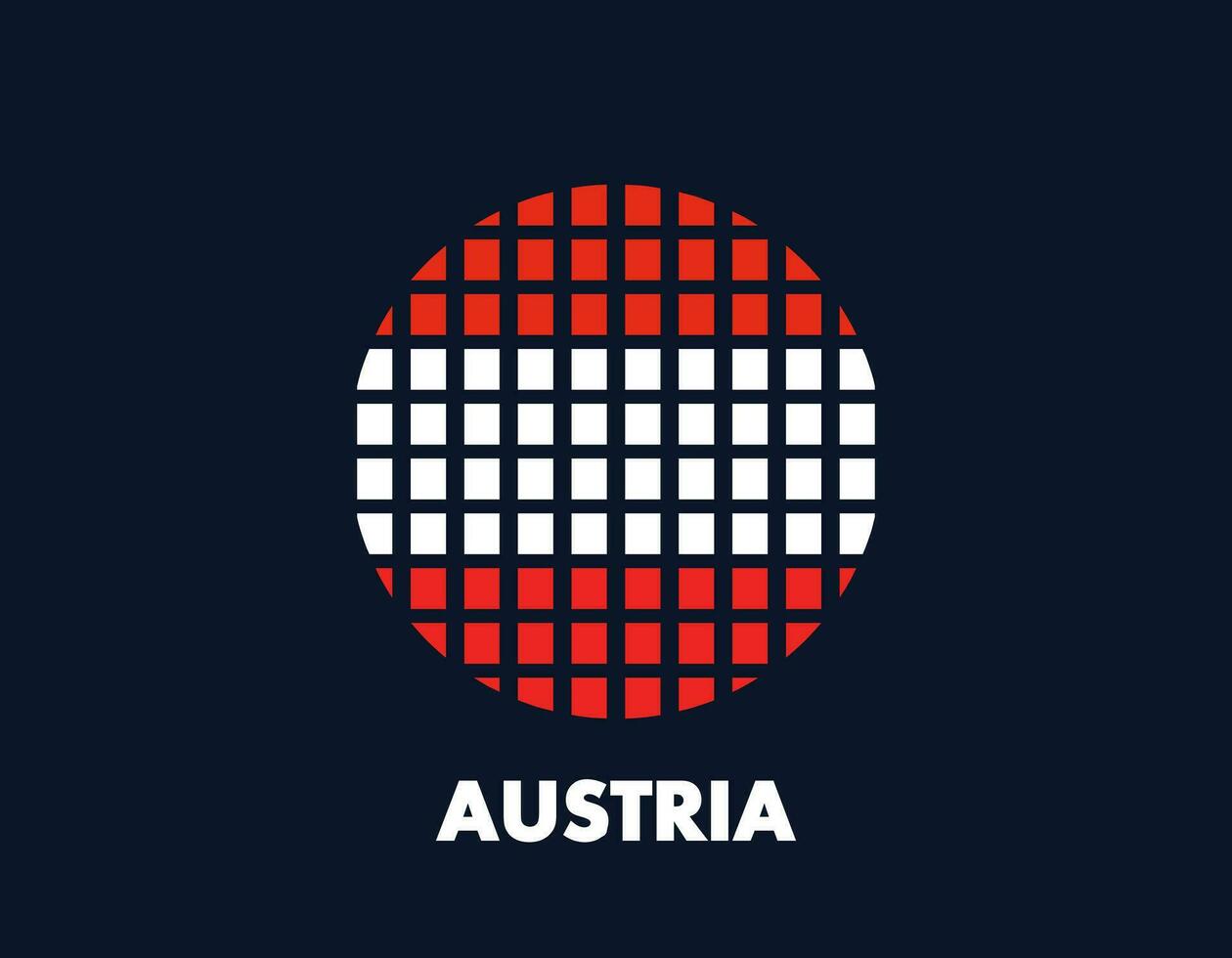 il Austria il giro bandiera icona. design bandiera con il preparativi di piazze quello modulo un' cerchio. bandiera con rosso e bianca. vettore