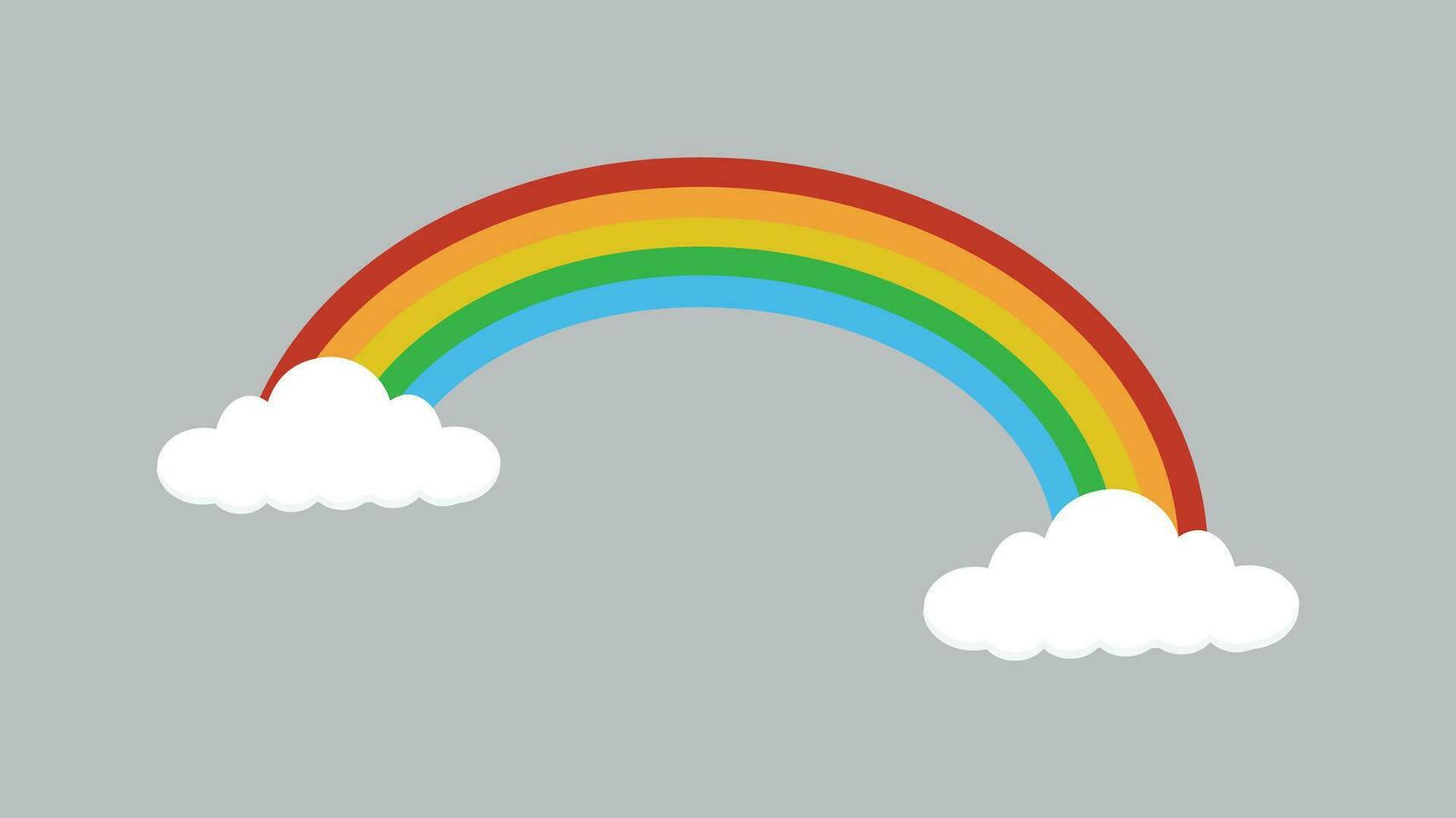 arcobaleno e nube disegno, arcobaleno e nube icona vettore