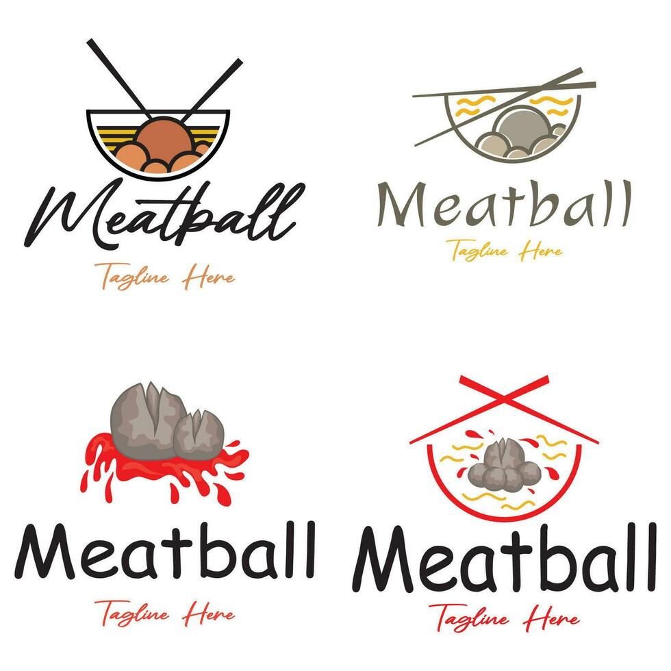 polpetta logo design illustrazione modello per asiatico cibo, elaborato carne, ristorante, attività commerciale vettore