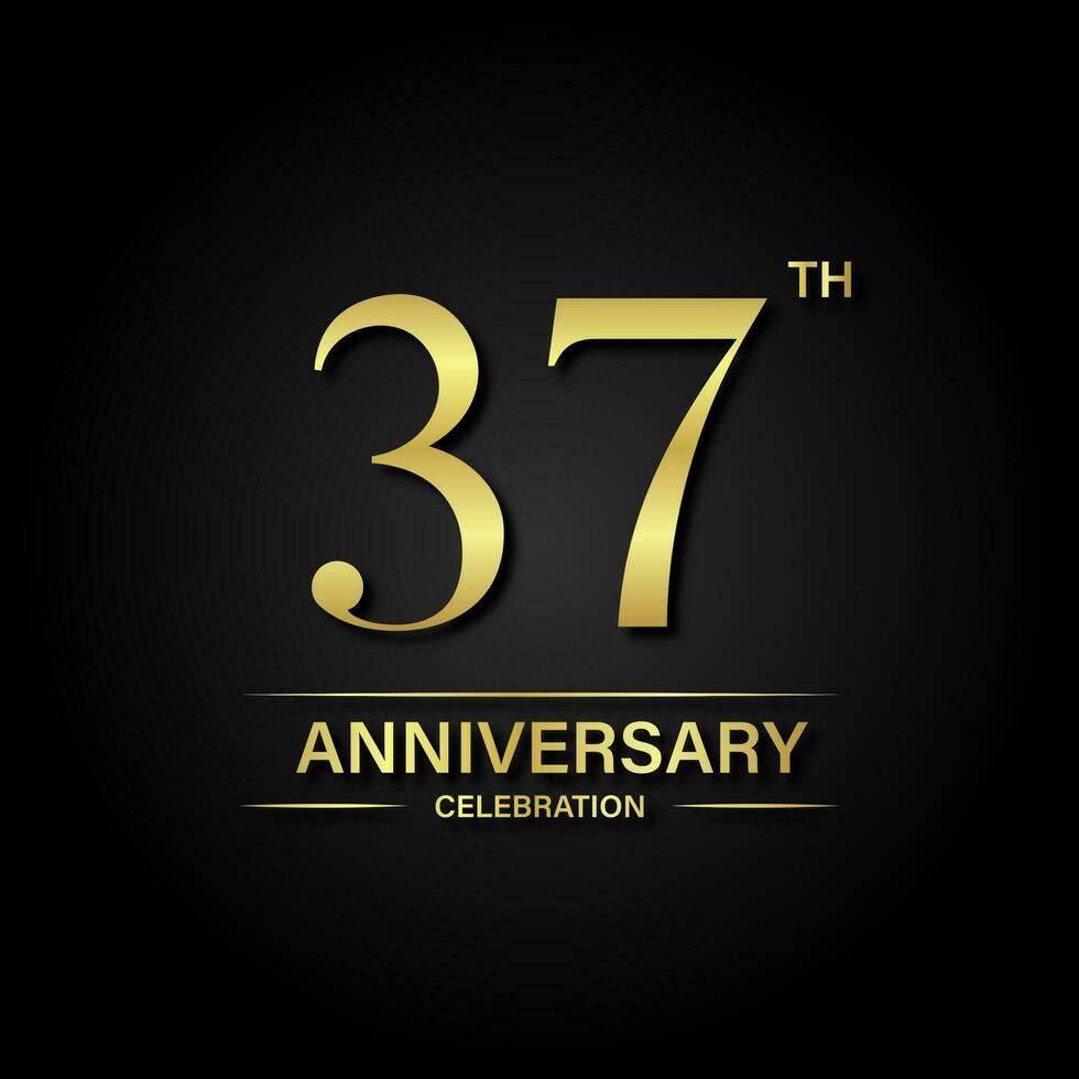 37 ° anniversario celebrazione con oro colore e nero sfondo. vettore design per celebrazioni, invito carte e saluto carte.