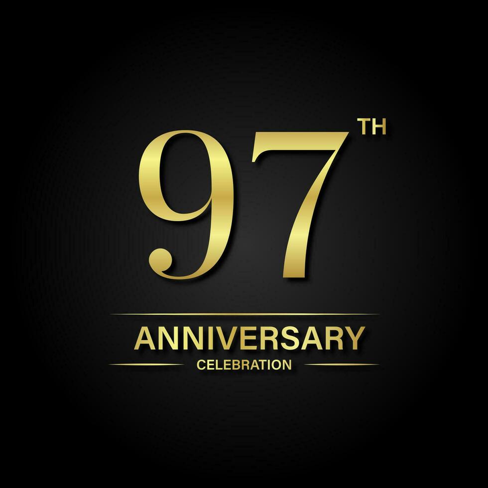 97th anniversario celebrazione con oro colore e nero sfondo. vettore design per celebrazioni, invito carte e saluto carte.