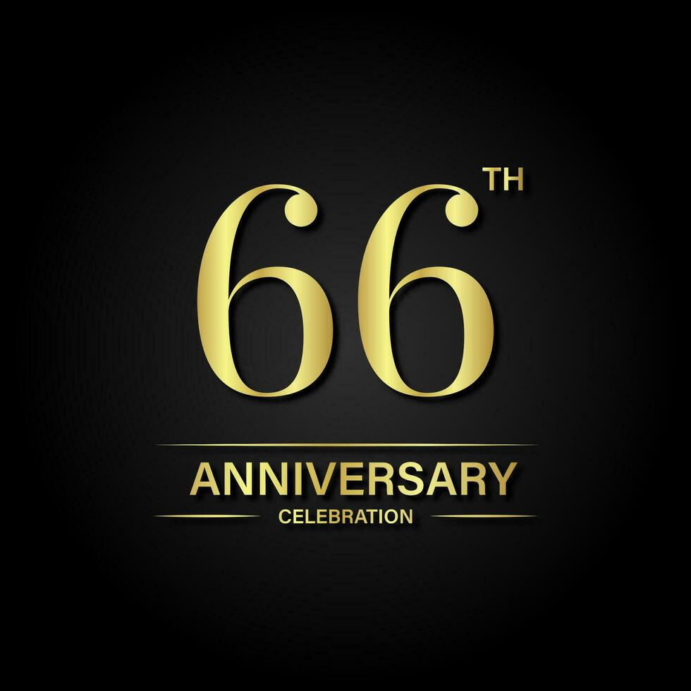 66 ° anniversario celebrazione con oro colore e nero sfondo. vettore design per celebrazioni, invito carte e saluto carte.