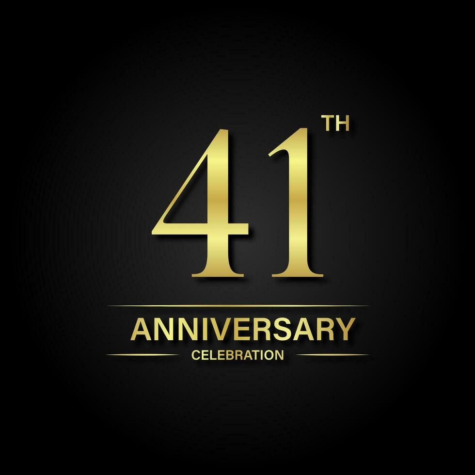 41 ° anniversario celebrazione con oro colore e nero sfondo. vettore design per celebrazioni, invito carte e saluto carte.