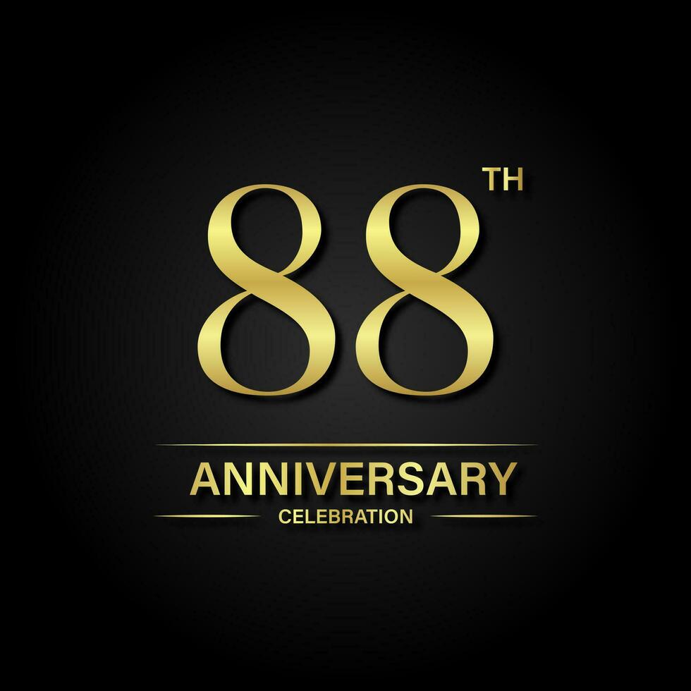 88 ° anniversario celebrazione con oro colore e nero sfondo. vettore design per celebrazioni, invito carte e saluto carte.