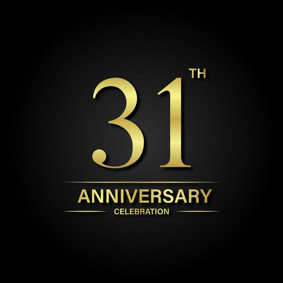 31 anniversario celebrazione con oro colore e nero sfondo. vettore design per celebrazioni, invito carte e saluto carte.