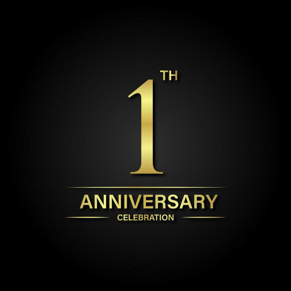 1 ° anniversario celebrazione con oro colore e nero sfondo. vettore design per celebrazioni, invito carte e saluto carte.