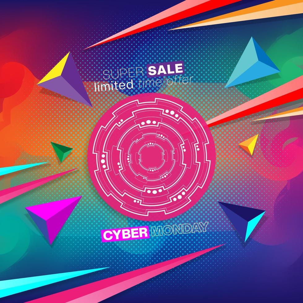 promo banner colorato cyber lunedì vettore