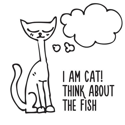 gatto del fumetto con la bolla di pensiero vettore