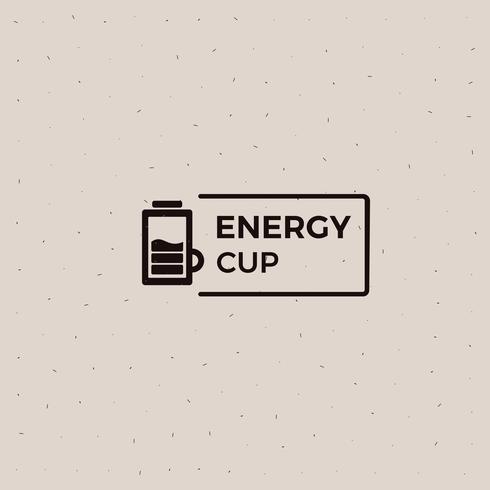 Logo della vecchia scuola della tazza di caffè della batteria di energia vettore