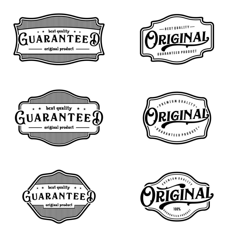 etichetta distintivi vintage garantiti e originali. vettore di modello di adesivo e timbro