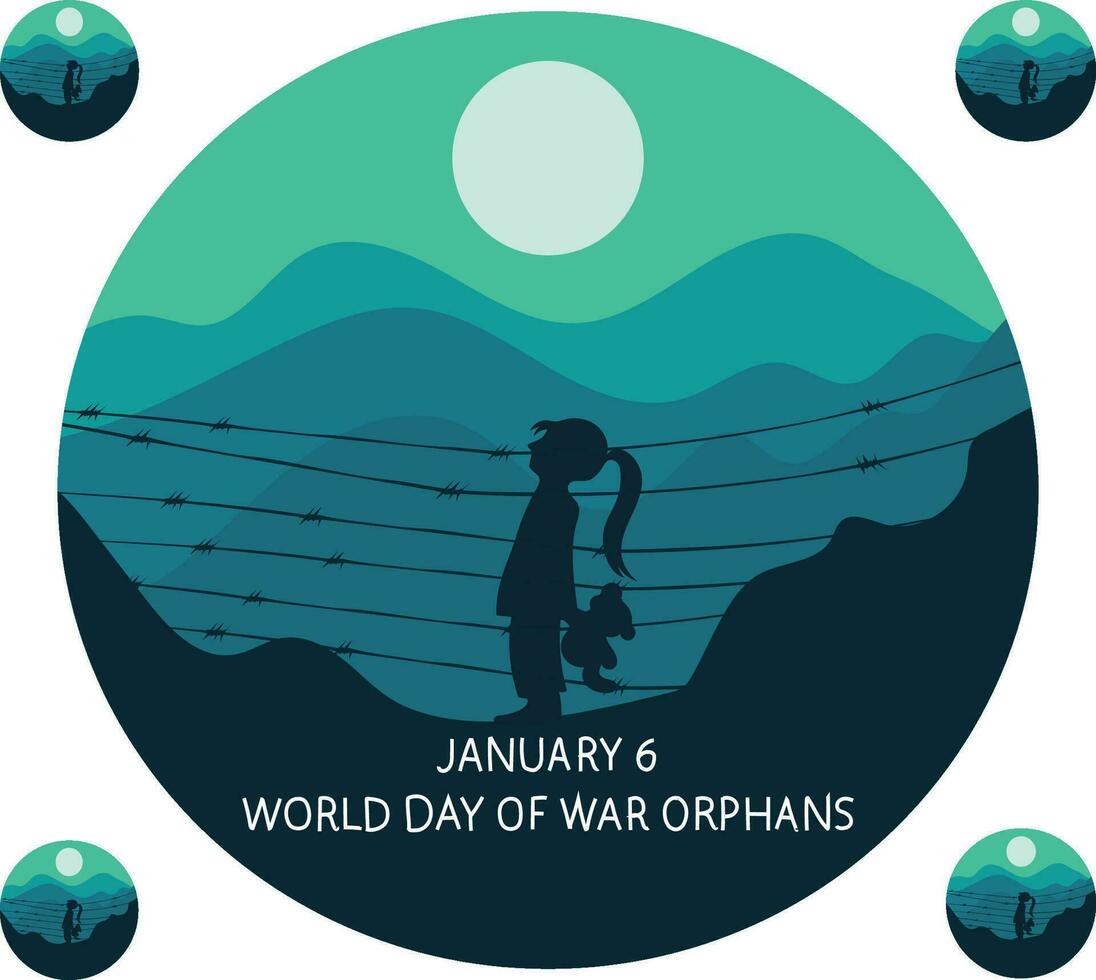 mondo giorno di guerra orfani gratuito vettore illustrazione
