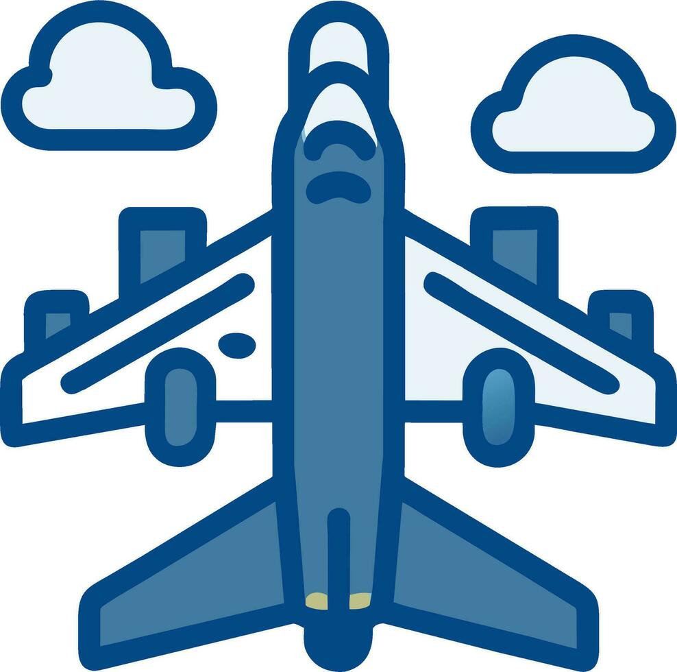 un' Jet aereo volante nel il cielo con nuvole icona vettore