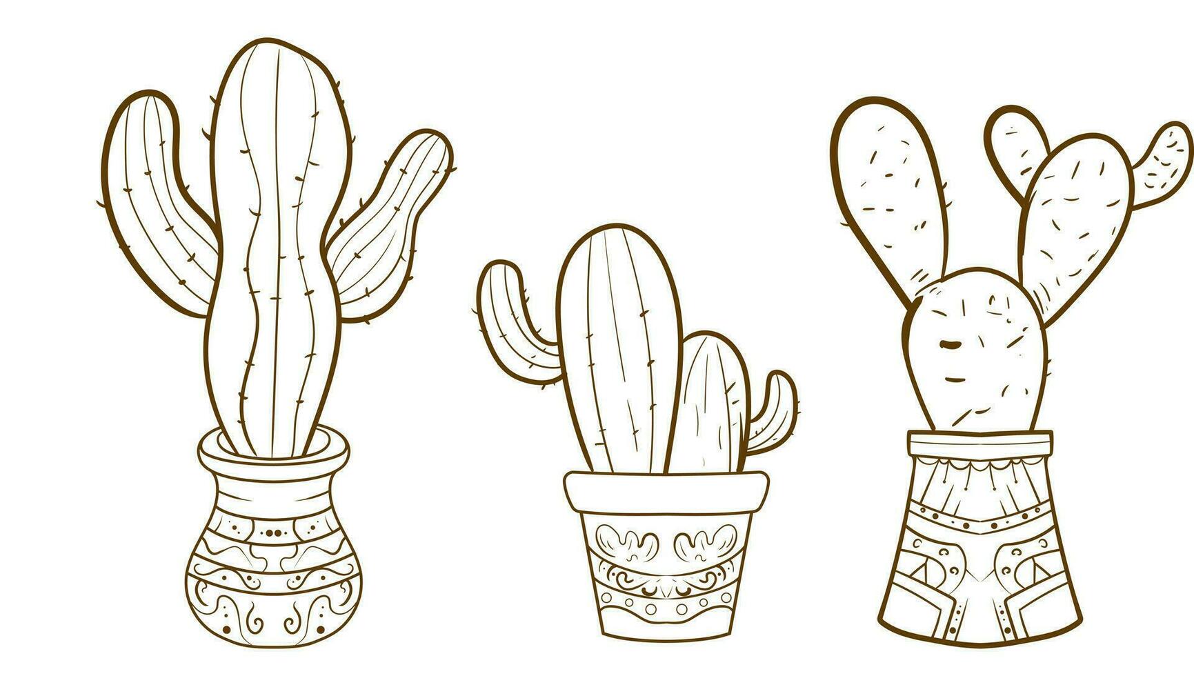 mano disegnato schema cactus impostare. cactus impianti natura elementi cactus schema schizzo. cactus disegno. cactus impianti linea arte sfondo. vettore