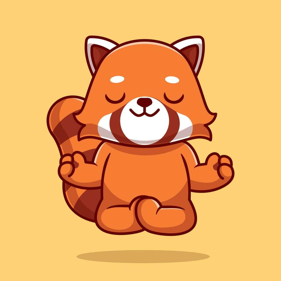 carino rosso panda fare yoga cartone animato vettore icona illustrazione. animale sport icona concetto isolato premio vettore. piatto cartone animato stile