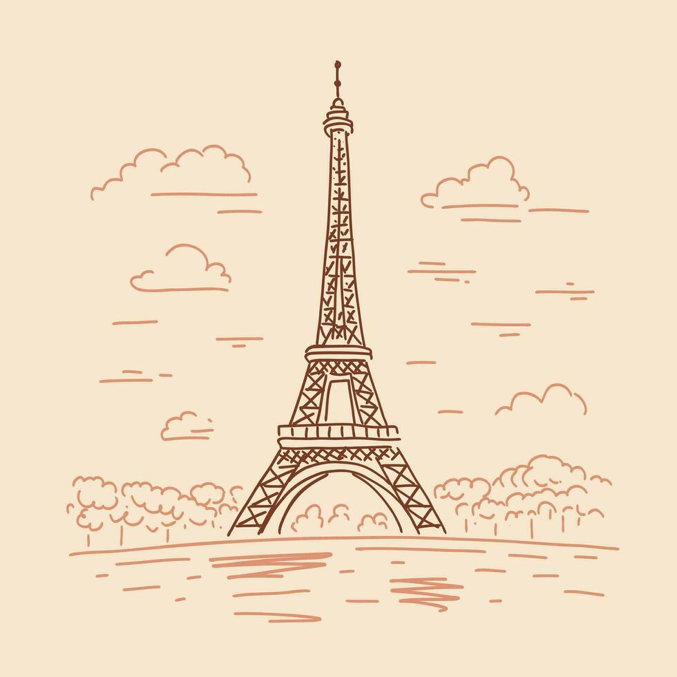 eiffel Torre nel Parigi. punto di riferimento di Parigi. illustrazione nel scarabocchio stile vettore
