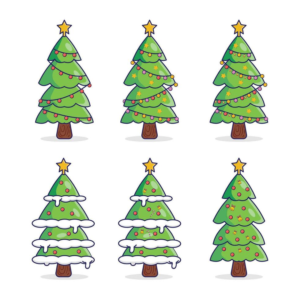 fascio impostato Natale albero vettore icona illustrazione. piatto cartone animato stile adatto per ragnatela atterraggio pagina, striscione, volantino, etichetta, carta, sfondo