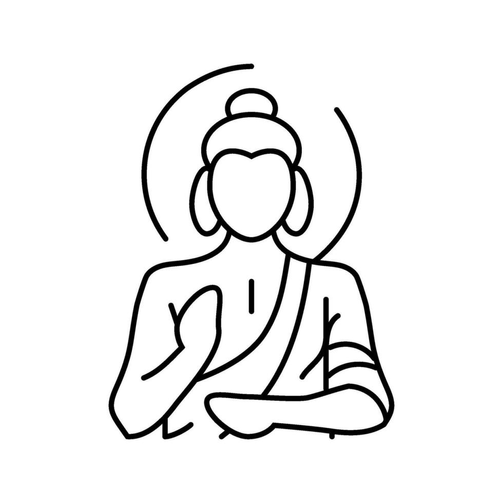 Budda Dio indiano linea icona vettore illustrazione