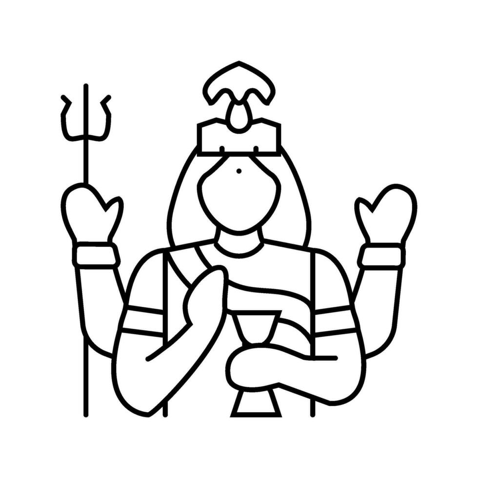 gauri Dio indiano linea icona vettore illustrazione