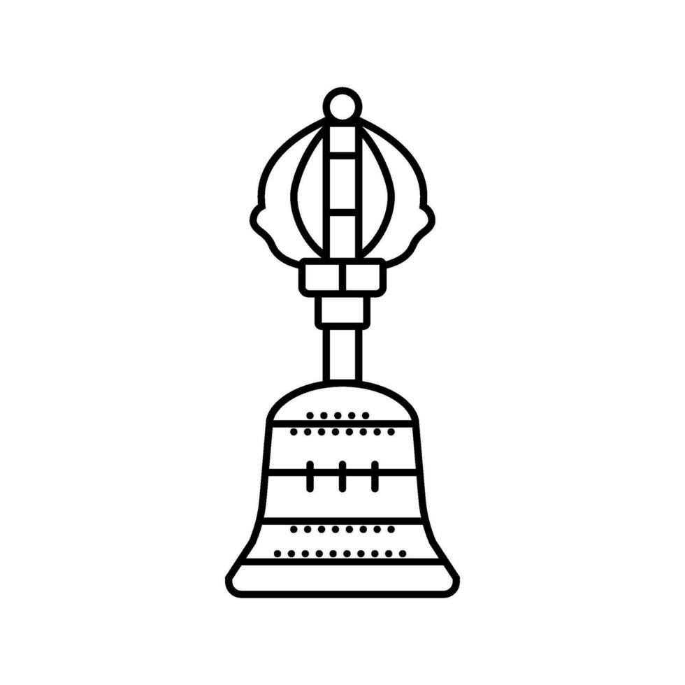 buddista campana ghanta linea icona vettore illustrazione