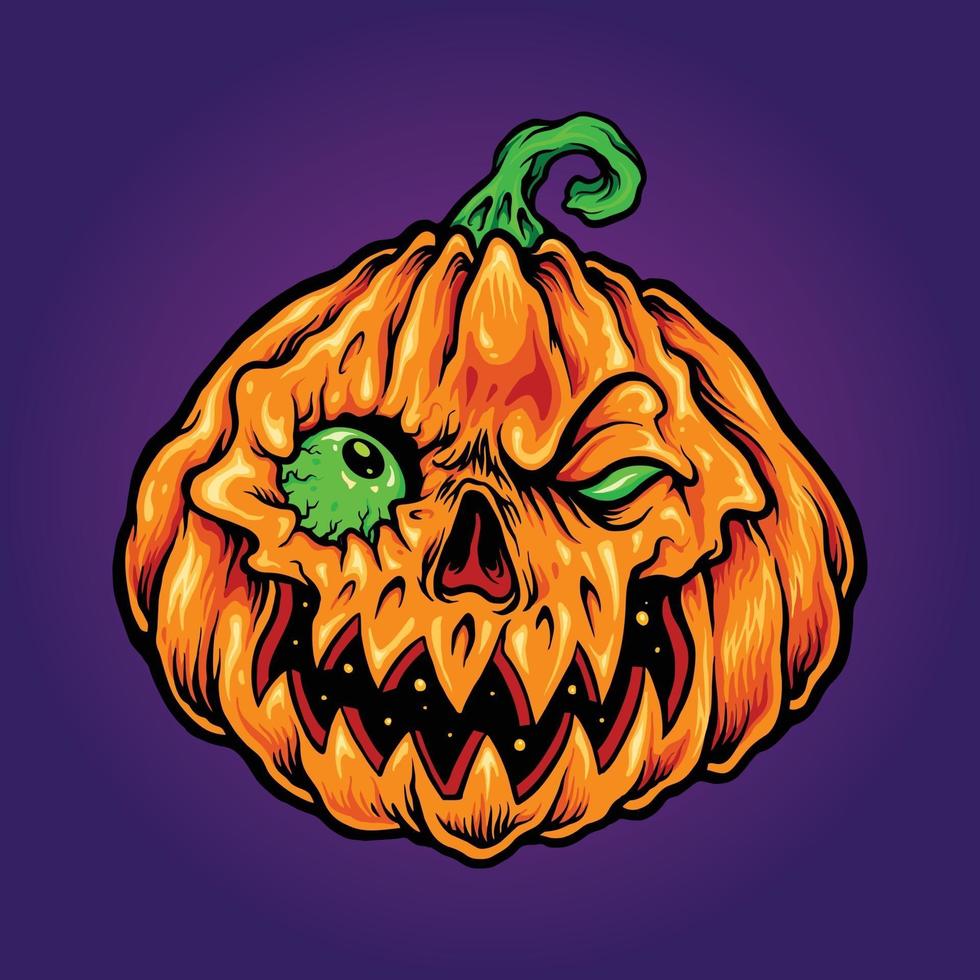 halloween jack o lantern intagliare zucche zombie illustrazioni vettore