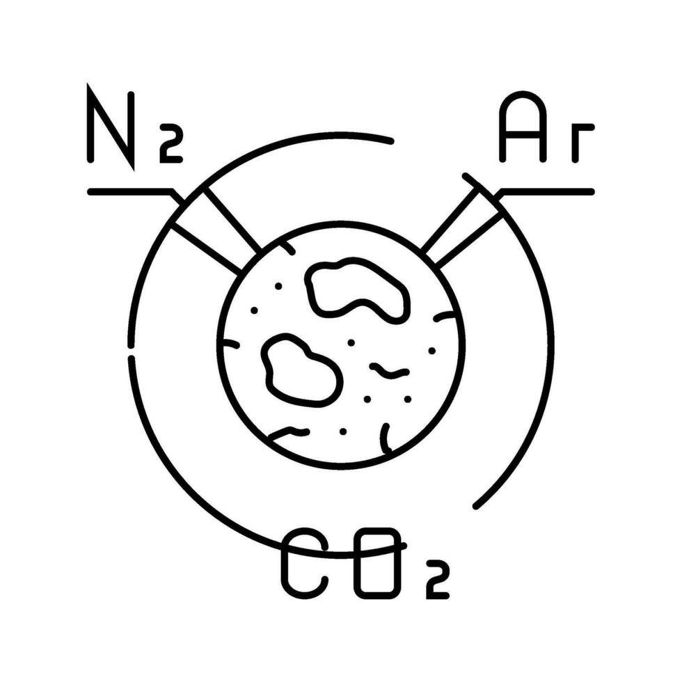 marziano atmosfera Marte pianeta linea icona vettore illustrazione