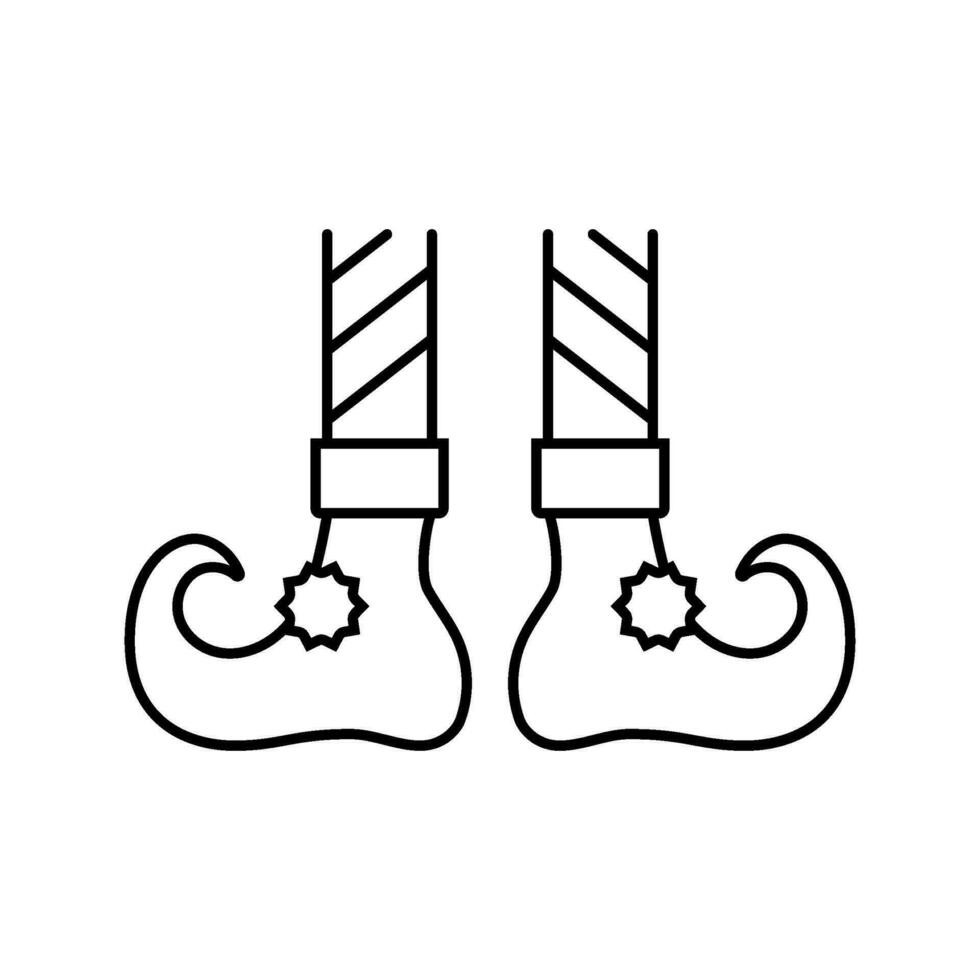 piedi elfo carino linea icona vettore illustrazione