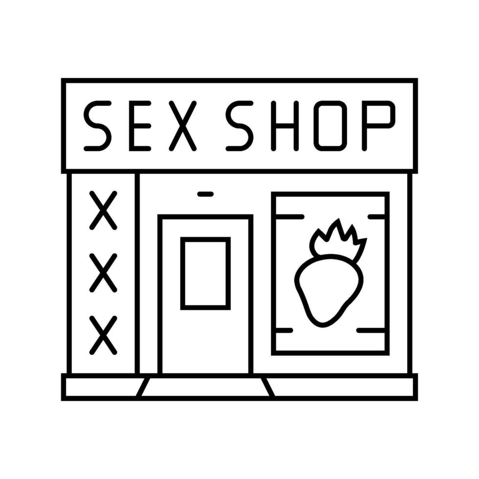 sesso negozio memorizzare linea icona vettore illustrazione