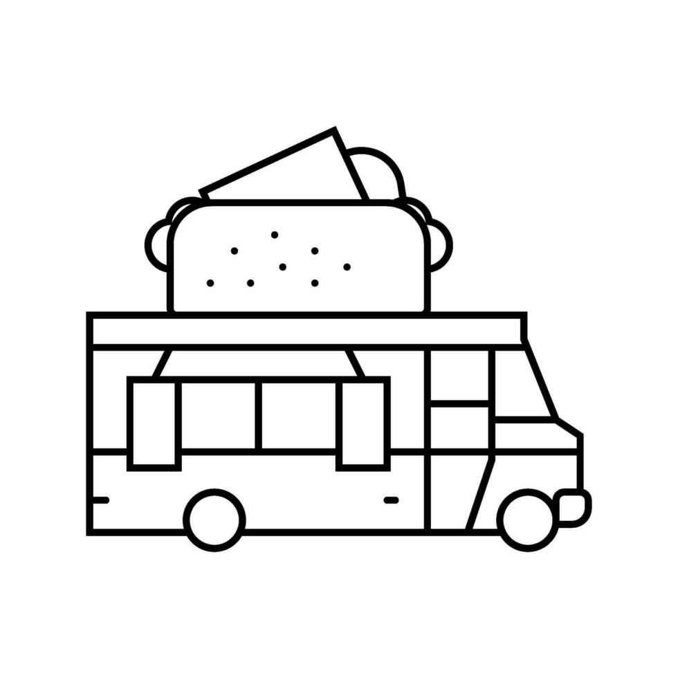 cibo camion negozio linea icona vettore illustrazione