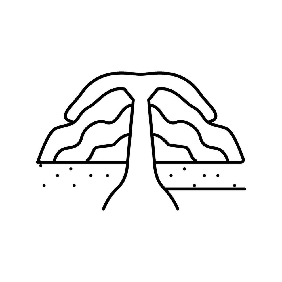 scudo vulcano lava linea icona vettore illustrazione