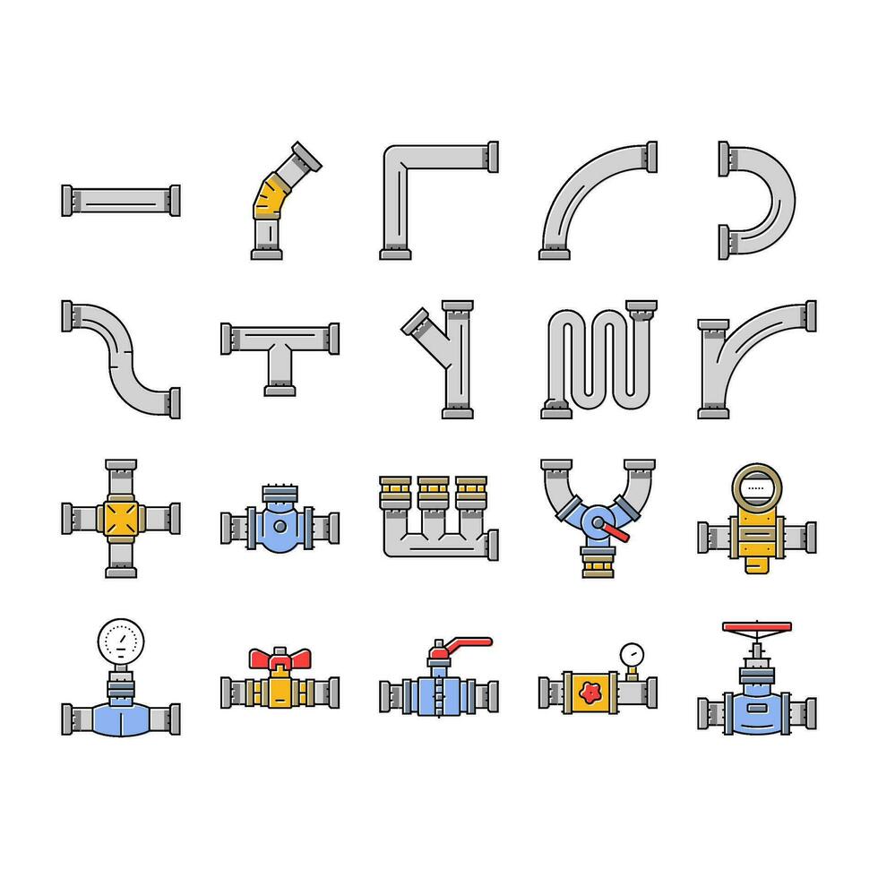 tubatura olio industria gas tubo icone impostato vettore