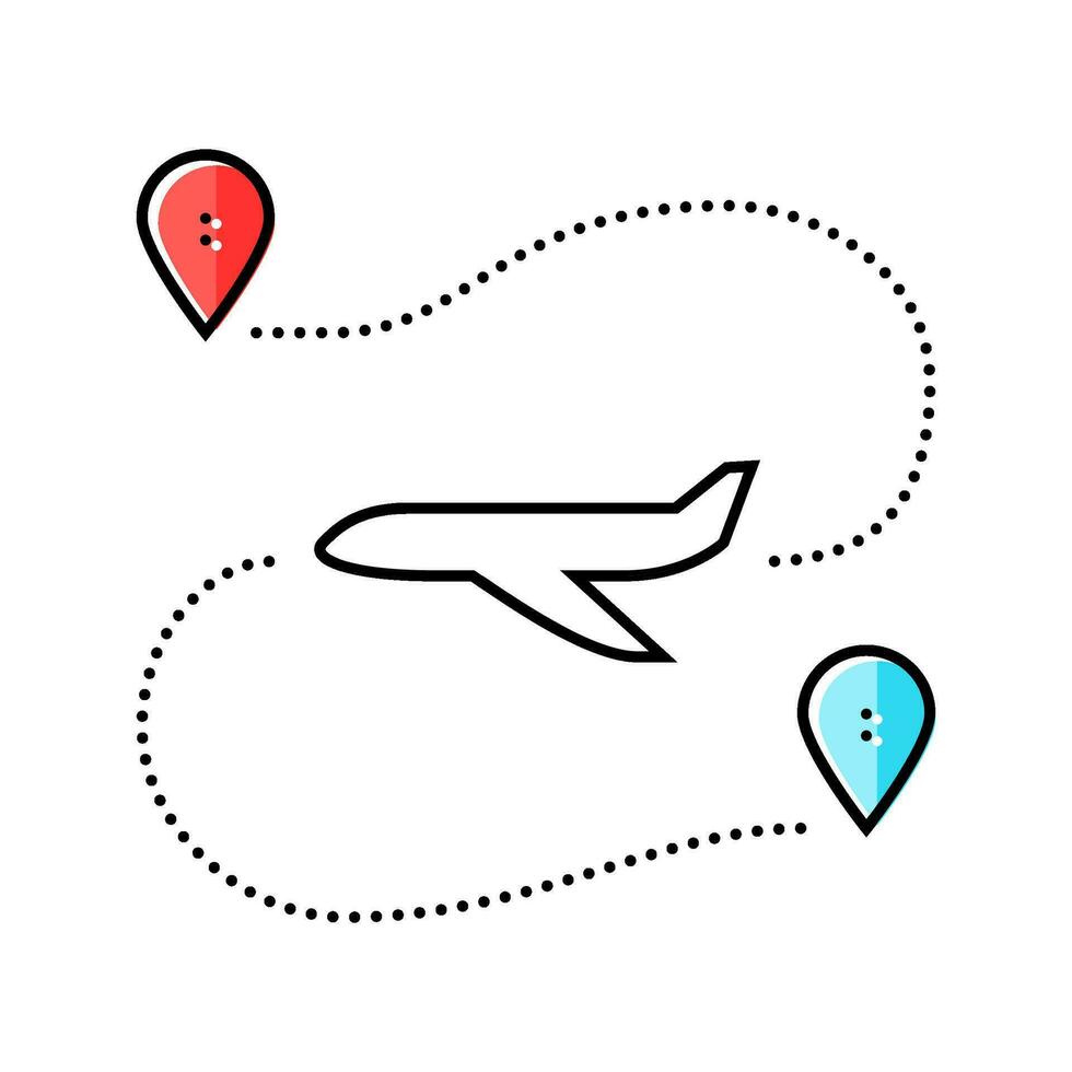 aereo traccia carta geografica Posizione colore icona vettore illustrazione