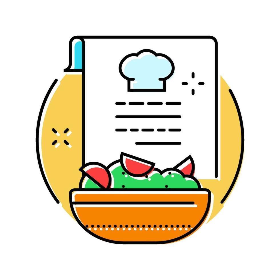ricetta creazione ristorante capocuoco colore icona vettore illustrazione