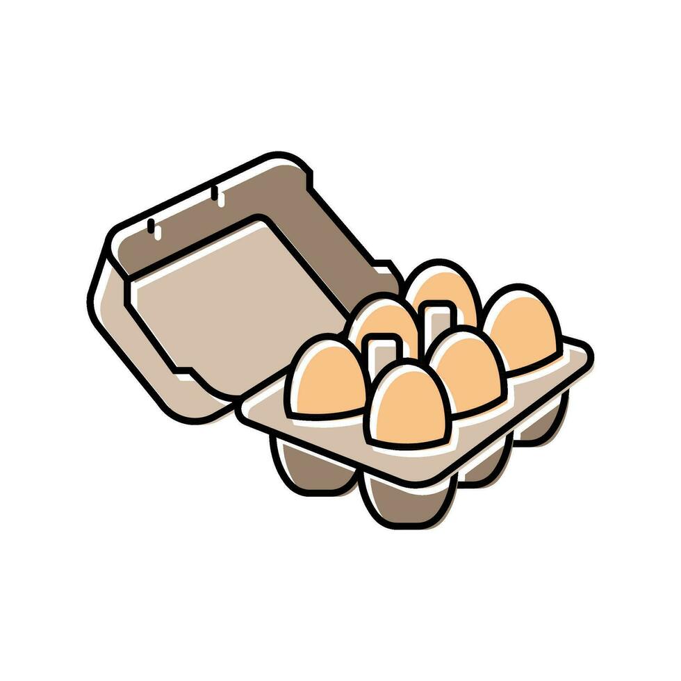 uovo scatola gallina colore icona vettore illustrazione