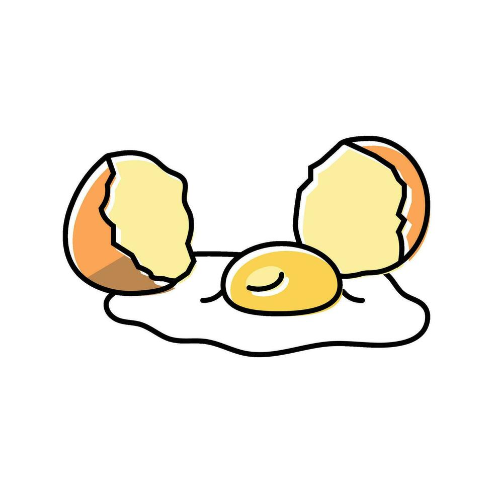 crudo uovo pollo azienda agricola cibo colore icona vettore illustrazione
