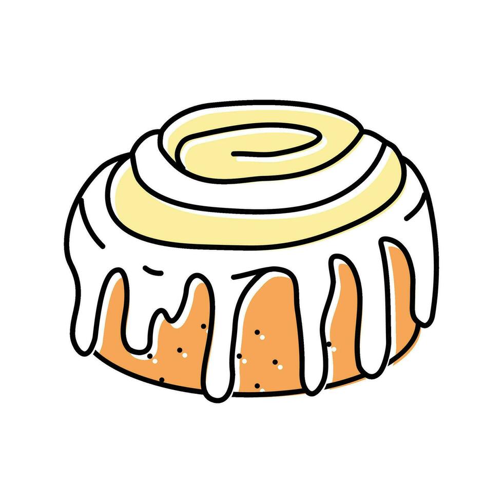 cannella rotolo dolce cibo colore icona vettore illustrazione