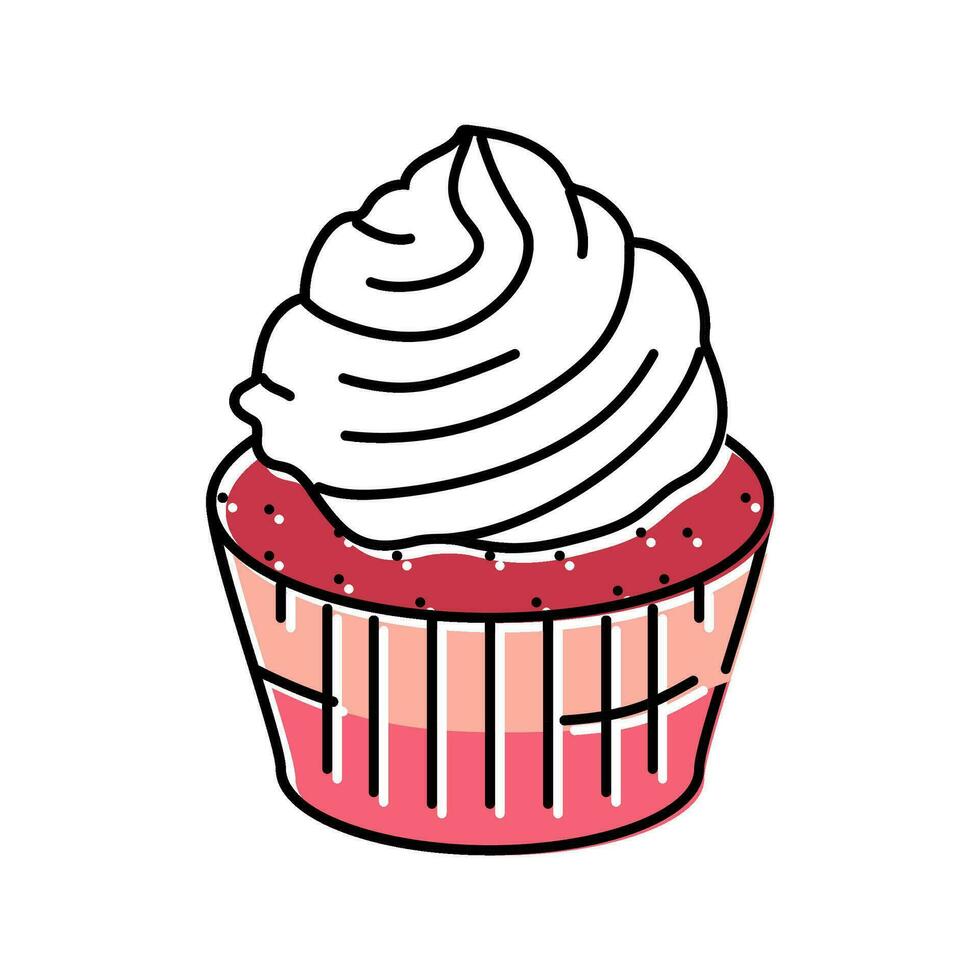 rosso velluto Cupcake dolce cibo colore icona vettore illustrazione