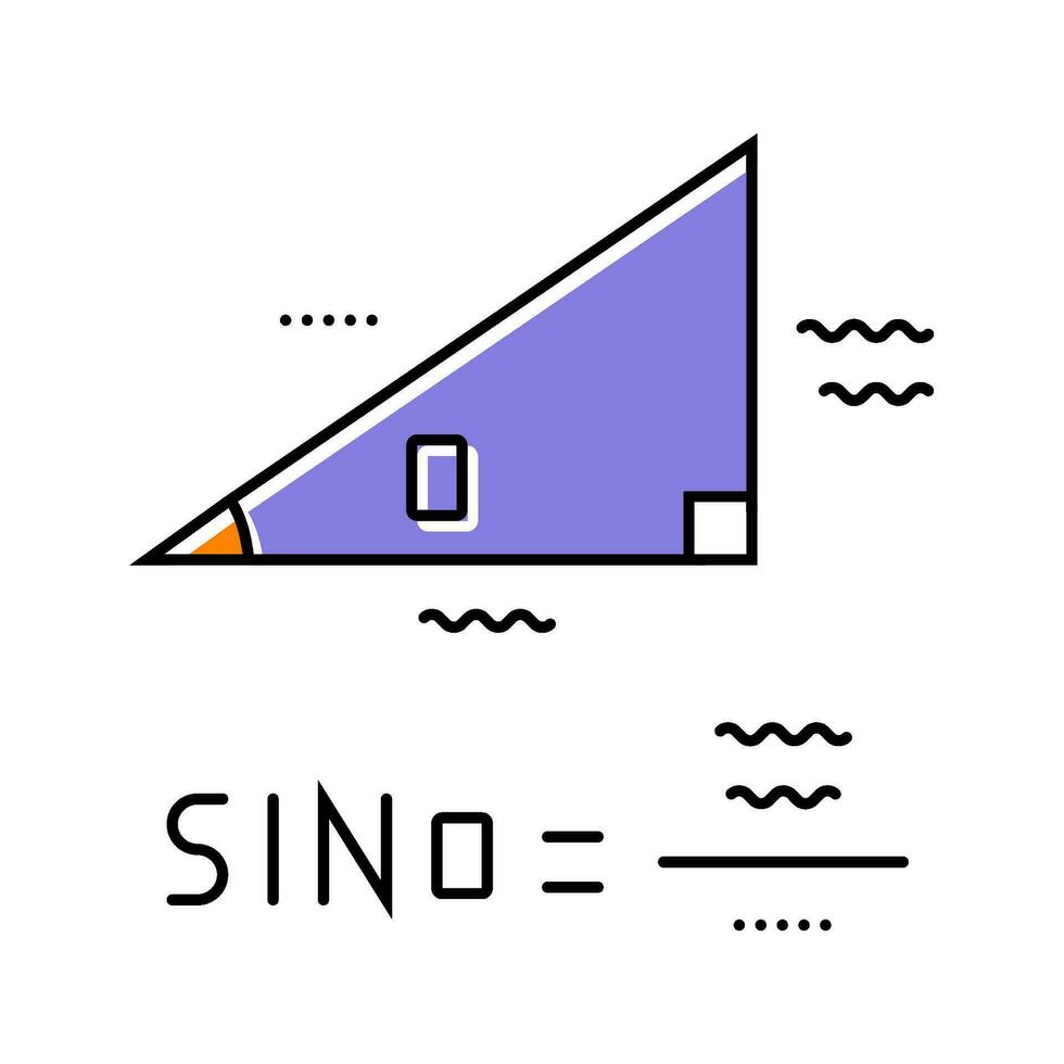 trigonometria matematica scienza formazione scolastica colore icona vettore illustrazione