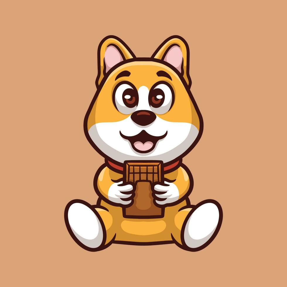 cioccolato shiba cartone animato illustrazione vettore